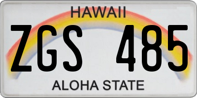 HI license plate ZGS485