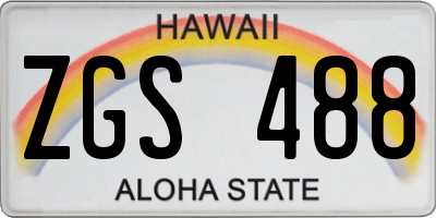 HI license plate ZGS488