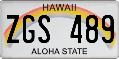 HI license plate ZGS489