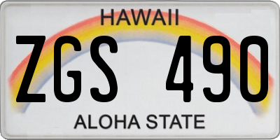 HI license plate ZGS490