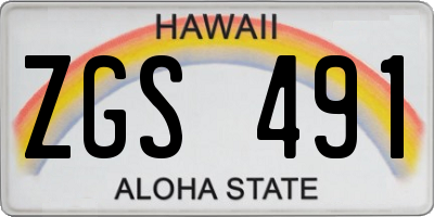 HI license plate ZGS491