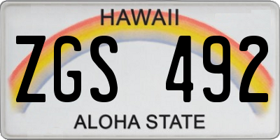 HI license plate ZGS492
