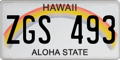 HI license plate ZGS493