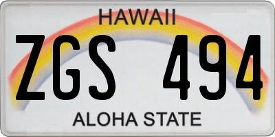 HI license plate ZGS494