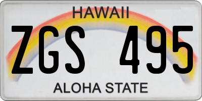 HI license plate ZGS495