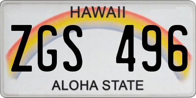 HI license plate ZGS496
