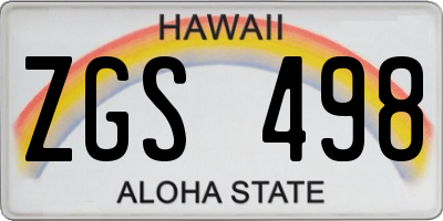 HI license plate ZGS498