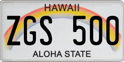 HI license plate ZGS500