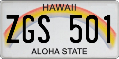 HI license plate ZGS501