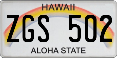 HI license plate ZGS502
