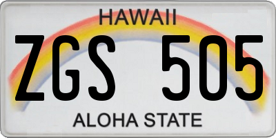 HI license plate ZGS505