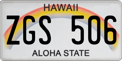 HI license plate ZGS506