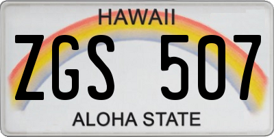 HI license plate ZGS507