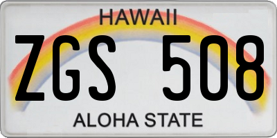 HI license plate ZGS508