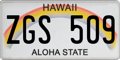 HI license plate ZGS509