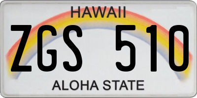 HI license plate ZGS510
