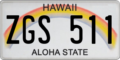 HI license plate ZGS511