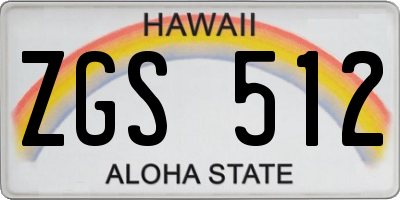 HI license plate ZGS512
