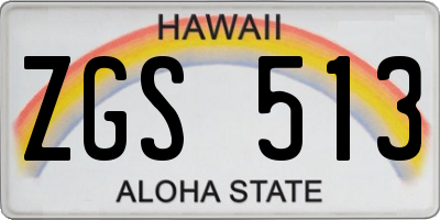 HI license plate ZGS513