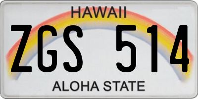 HI license plate ZGS514