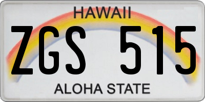HI license plate ZGS515