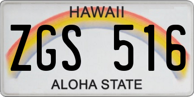 HI license plate ZGS516