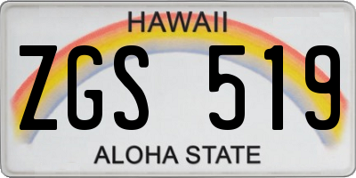 HI license plate ZGS519