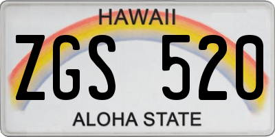 HI license plate ZGS520