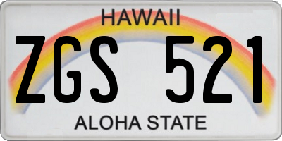 HI license plate ZGS521