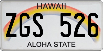 HI license plate ZGS526