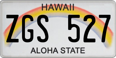 HI license plate ZGS527