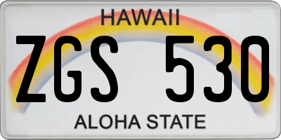 HI license plate ZGS530