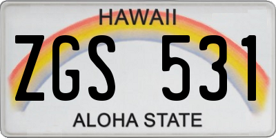 HI license plate ZGS531