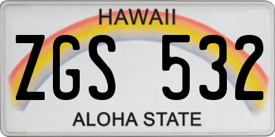 HI license plate ZGS532