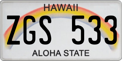 HI license plate ZGS533