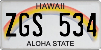 HI license plate ZGS534