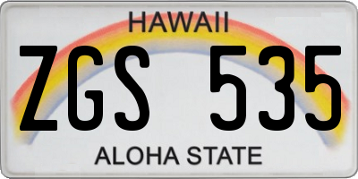 HI license plate ZGS535