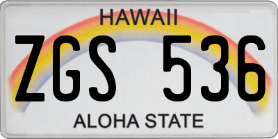 HI license plate ZGS536