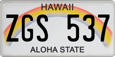 HI license plate ZGS537