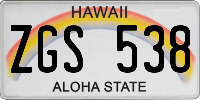 HI license plate ZGS538