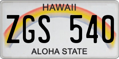 HI license plate ZGS540