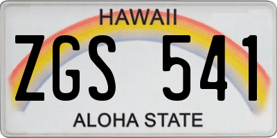 HI license plate ZGS541