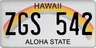 HI license plate ZGS542