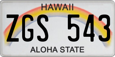 HI license plate ZGS543