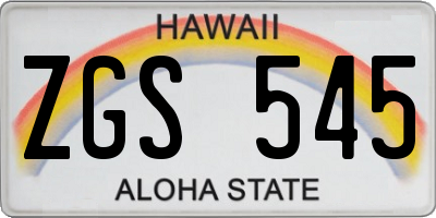 HI license plate ZGS545
