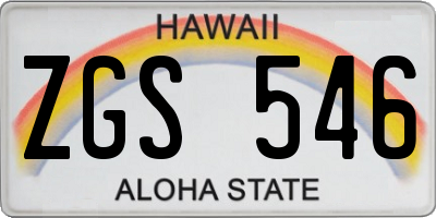 HI license plate ZGS546