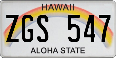 HI license plate ZGS547