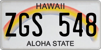 HI license plate ZGS548