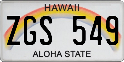 HI license plate ZGS549