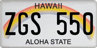 HI license plate ZGS550